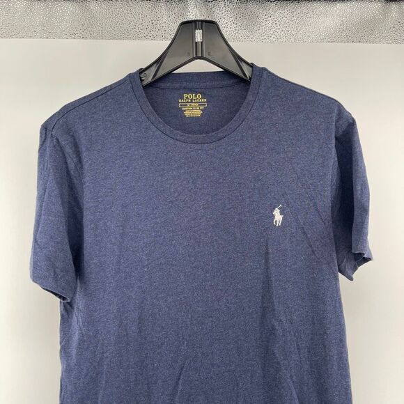 Polo Ralph Lauren Navy Crewneck T Shirt Custom Slim Fit Cotton Logo Tee Medium - Picture 3 of 11